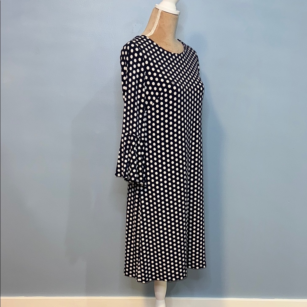 Tommy Hilfiger Navy and White Long Sleeve Polka Dot Women’s Dress Size 8 - Picture 5 of 12